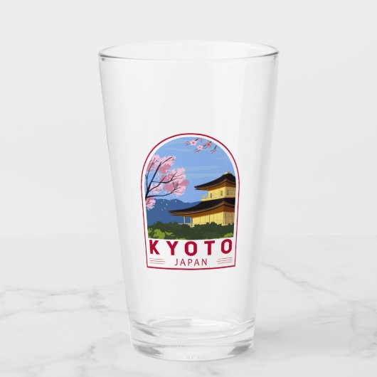 Kyoto Japan Travel Retro Travel Embleem Glas (Voorkant)