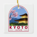 Kyoto Japan Travel Retro Travel Embleem Keramisch Ornament<br><div class="desc">Kunstontwerp Kyoto-vector. Het is beroemd om zijn talrijke klassieke boeddhistische tempels,  tuinen,  keizerpaleizen,  shinto-krimpen en traditionele houten huizen.</div>