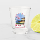 Kyoto Japan Travel Retro Travel Embleem Shot Glas (Voorkant)