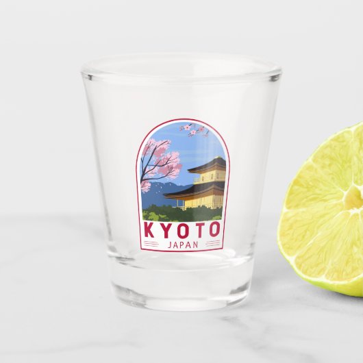 Kyoto Japan Travel Retro Travel Embleem Shot Glas (Voorkant)