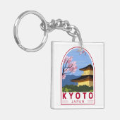 Kyoto Japan Travel Retro Travel Embleem Sleutelhanger (Voorkant Links)