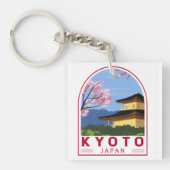 Kyoto Japan Travel Retro Travel Embleem Sleutelhanger (Voorkant)