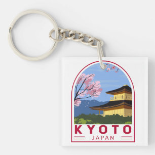 Kyoto Japan Travel Retro Travel Embleem Sleutelhanger