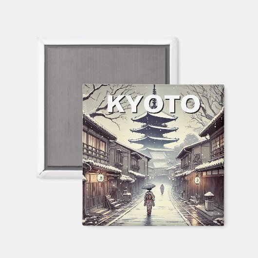 Kyoto Japan Travel Yasaka Shrine  Winter Magneet (Voorkant / Achterkant)