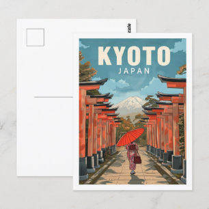 Kyoto Japan Vintage Beroemde Reisplaats Briefkaart