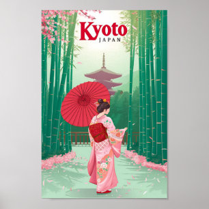 Kyoto Japan Vintage Kunst Reisillustratie Poster
