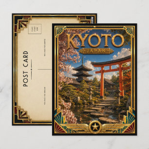 Kyoto Japan Vintage Tempel & Heiligdom Art Deco Briefkaart