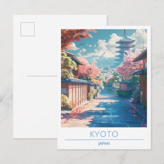 Kyoto Japan Vintage Travel Briefkaart (Voorkant / Achterkant)