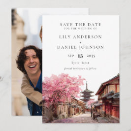 Kyoto Japan Watercolor Photo Wedding Save The Date