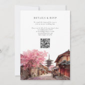 Kyoto Japan Watercolor QR Code Wedding Kaart (Achterkant)