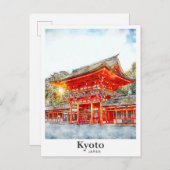 Kyoto Japan Waterverf Sketch Hand getekend Briefkaart (Voorkant / Achterkant)