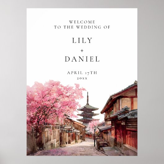Kyoto Japan Wedding Welcome Sign Poster (Voorkant)