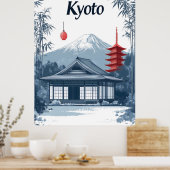 Kyoto: Japanse tempel, pagode en berg Poster (Keuken)