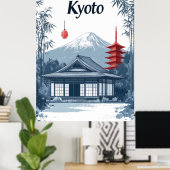 Kyoto: Japanse tempel, pagode en berg Poster (Thuiskantoor)
