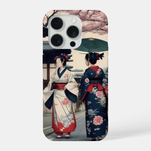 Kyoto Kimono Lente Wandeling iPhone Hoesje 15 Pro Case (Achterkant)