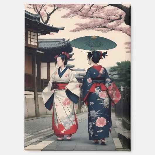 Kyoto Kimono Spring Walk Magnet (Voorkant)