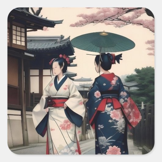 Kyoto Lente Wandel Kimono Sticker (Voorkant)