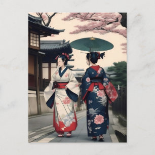 Kyoto Lente Wandelkaart – Kimono Scene Briefkaart