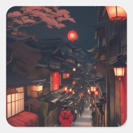 Kyoto Night Lanterns Sticker (Voorkant)