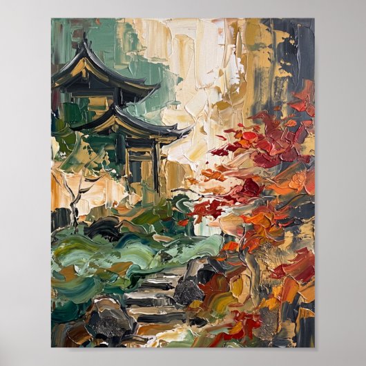 Kyoto Poster Luxe Abstracte Olie Schildering (Voorkant)