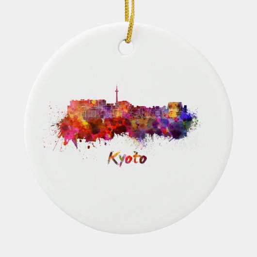 Kyoto skyline in watercolor keramisch ornament (Voorkant)