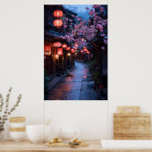 Kyoto Street at Dusk – Lantern Japanese Art Poster (Keuken)