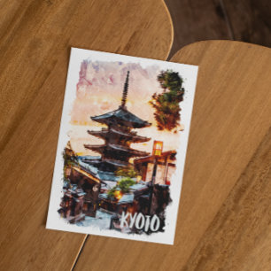 Kyoto Tempel Aquarel Schilderij – Japanse Kunst Briefkaart