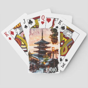 Kyoto Tempel Aquarel Schilderij – Japanse Kunst Pokerkaarten