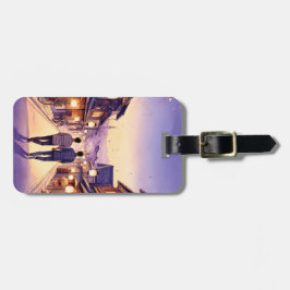 Kyoto vriendjes bij zonsondergang bagagelabel