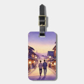 Kyoto vriendjes bij zonsondergang bagagelabel (Voorkant verticaal)