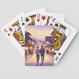 Kyoto vriendjes bij zonsondergang pokerkaarten