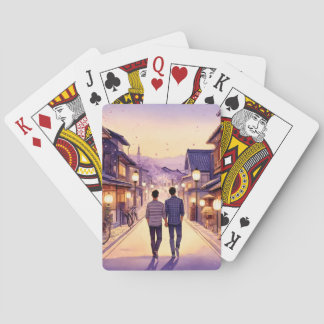 Kyoto vriendjes bij zonsondergang pokerkaarten