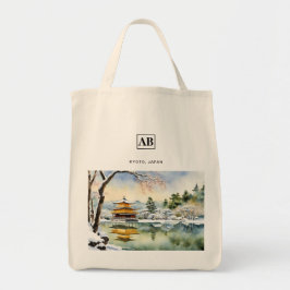 Kyoto Winter Aquarel Kunst - Canvas tas