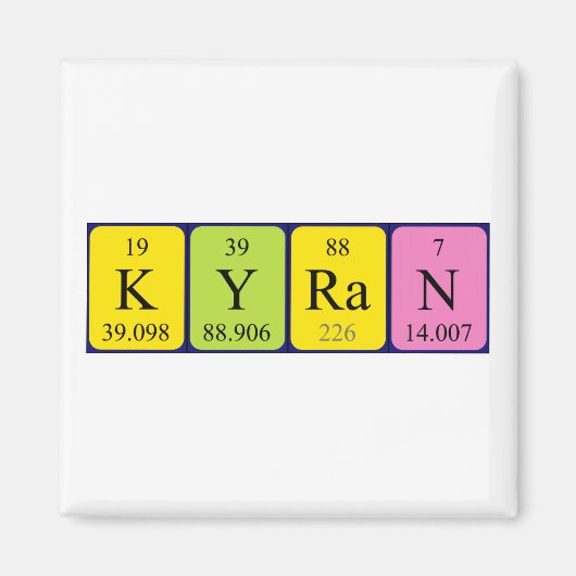Kyran periodieke tabelnaam magnet (Voorkant)