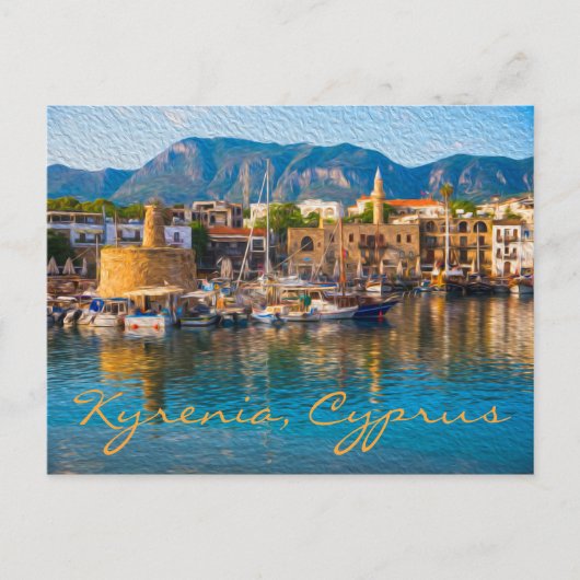 Kyrenia, Cyprus: Foto van olieverf Briefkaart (Voorkant)