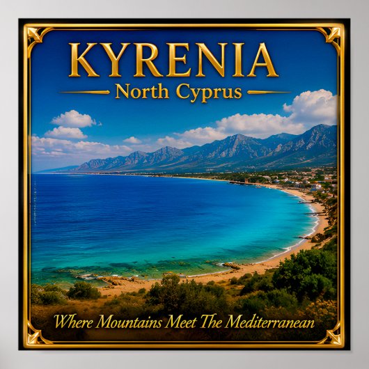 Kyrenia Noord-Cyprus Kust Reis Herinnering Poster (Voorkant)