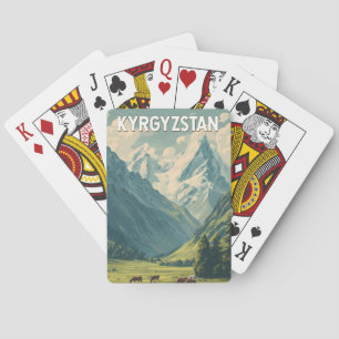 Kyrgyzstan Illustratie Reis Kunst Vintage Pokerkaarten