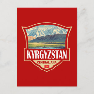 Kyrgyzstan Illustratie Retro Badge Briefkaart