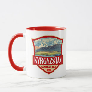 Kyrgyzstan Illustratie Retro Badge Mok