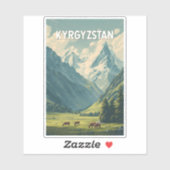 Kyrgyzstan Illustration Travel Art Vintage Sticker (Vel)