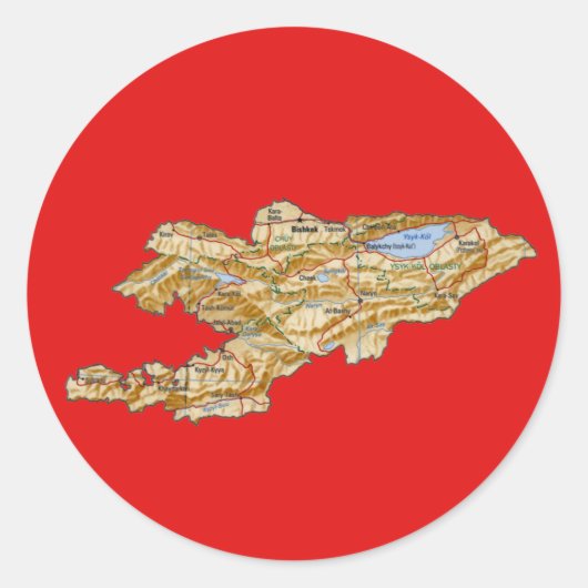 Kyrgyzstan Kaart Sticker (Voorkant)