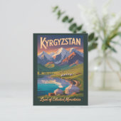 Kyrgyzstan Mountains Illustration Travel Art Vinta Briefkaart (Staand voorkant)