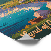 Kyrgyzstan Mountains Illustration Travel Art Vinta Poster (Hoek)