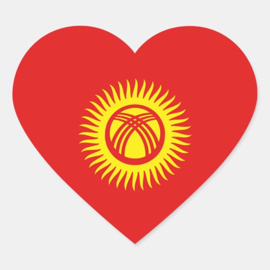Kyrgyzstan Vlag Hart Sticker (Voorkant)