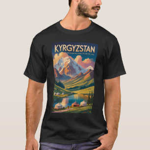 Kyrgyzstan Yurt Illustratie Reis Kunst Vintage T-shirt