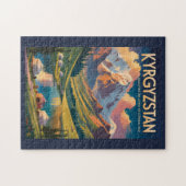 Kyrgyzstan Yurt Illustration Travel Art Vintage Legpuzzel (Horizontaal)
