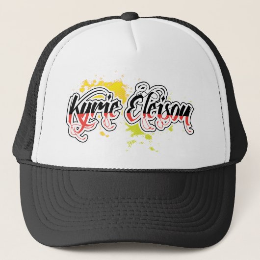Kyrie Eleison Religious Phrase Stylized Text Trucker Pet (Voorkant)