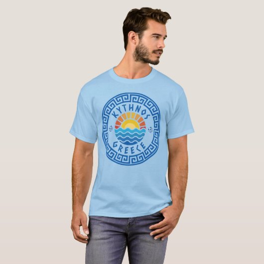 Kythnos Island, Griekenland - Lichtblauw Mannen T-shirt (Voorkant volledig)