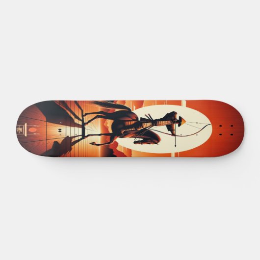 Kyudo bij zonsondergang persoonlijk skateboard (Horizontaal)