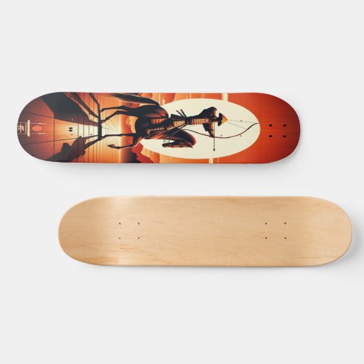 Kyudo bij zonsondergang persoonlijk skateboard (Horizontaal)